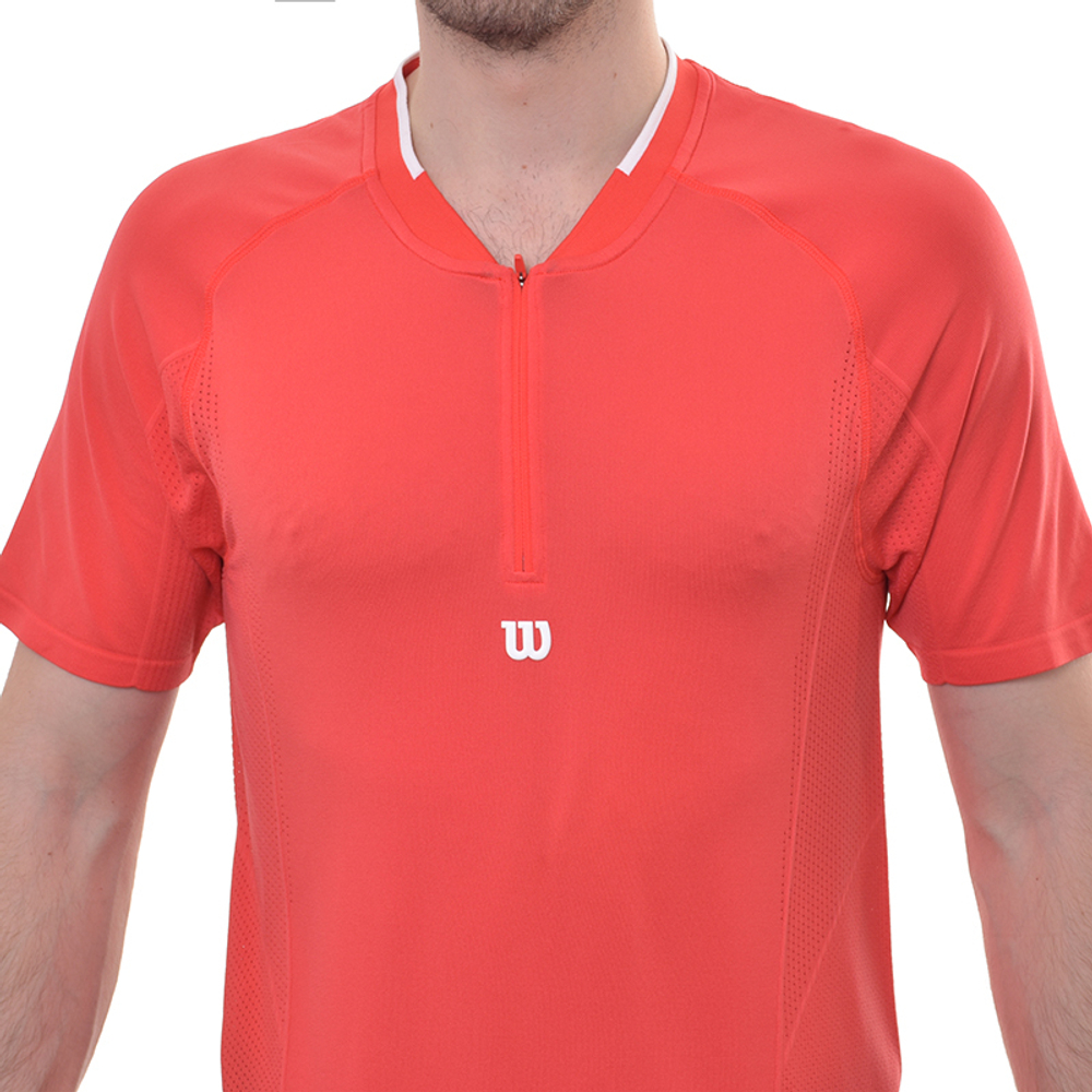 Мужское теннисное поло Wilson Players Seamless Zip Henley 2.0 - красный