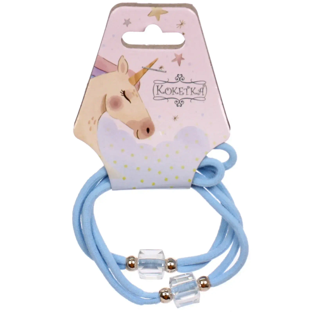 Резинки для волос 2шт «МАРУ», бусинки, микс 6 цветов, d-5,5см (подвес Единорог)