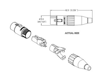 Amphenol AC3FB - Разъем XLR, 3 контакта, гнездо, штампованные контакты, цвет - черный,