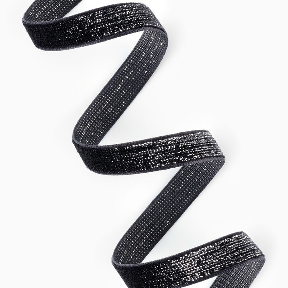 Бархатная лента с серебряным люрексом 10 мм