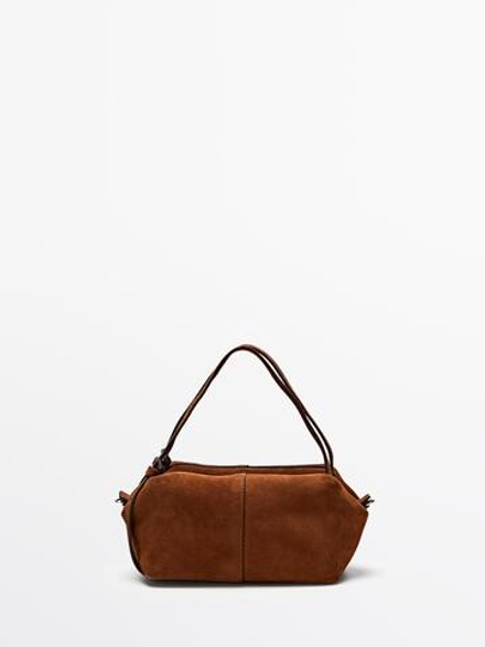 Massimo Dutti Мини-сумка из замши, коричневый