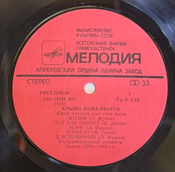 Виниловая пластинка Юрий Антонов – Крыша Дома Твоего (Мелодия) LP
