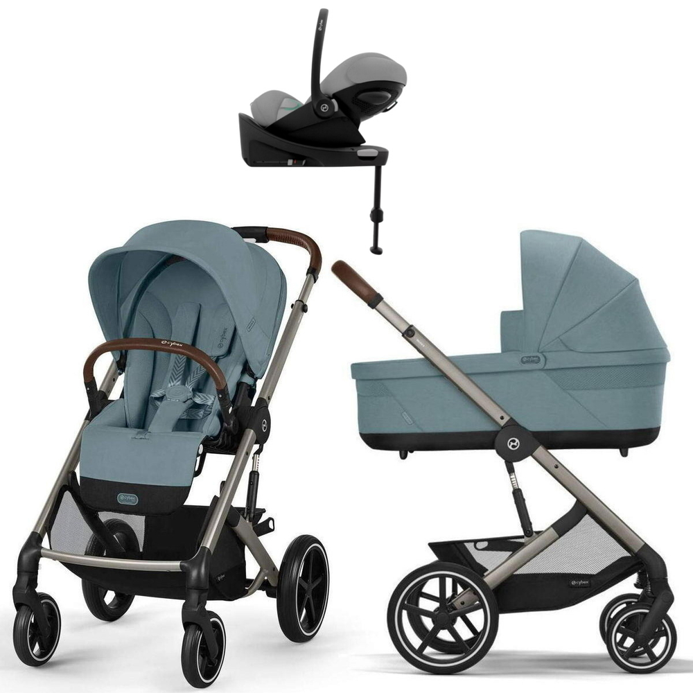 Коляска Cybex Balios S Lux TPE complete Cloud G Stone Grey Plus Base G 4 в 1 Stormy Blue с дождевиками