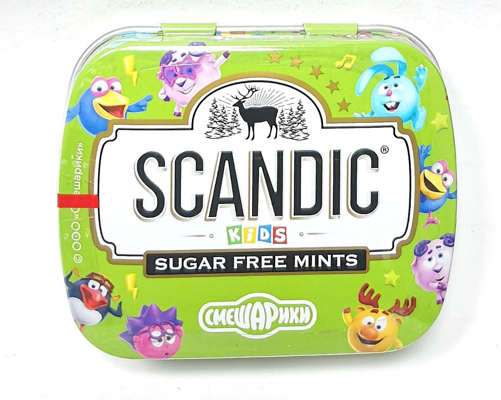 Конфеты SCANDIC без сахара со вкусом "Яблоко" Смешарики 14 гр