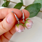 LEFIREL' Серьги серебряные женские "Пудра" с цветами из муранского стекла / ювелирные украшения из родированного серебра 925