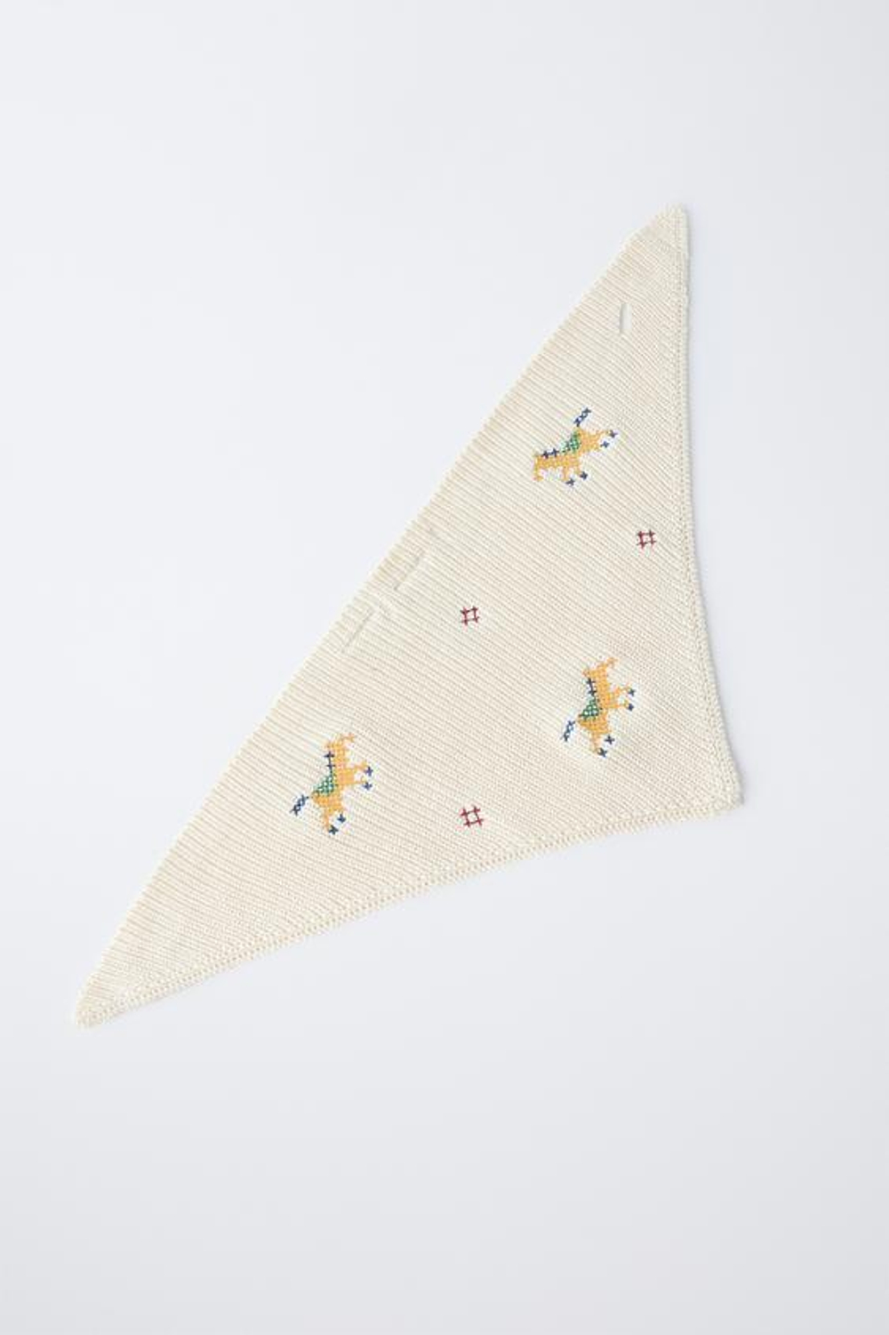 ZARA ВЯЗАНАЯ БАНДАНА С ДЕТАЛЯМИ, ВЫПОЛНЕННЫМИ КРЕСТИКОМ, ЭКРЮ