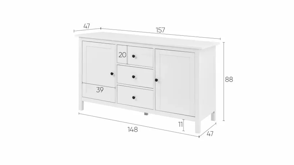 Сервант - аналог IKEA HEMNES / ХЕМНЭС/ ХЕМНЕС / КЫМОР / ИКЕА 157х89х47 см, белый