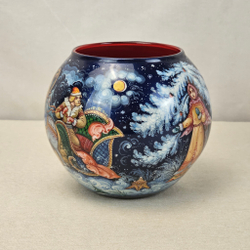 Вазочка с ручной росписью Палех "Морозко"