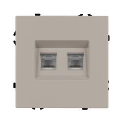 Механизм сдвоенной компьютерной розетки SCT-NOBE-MPC2-SFPL-CA (RJ-45, CAT6) (Arlight, Кашемир) 059450