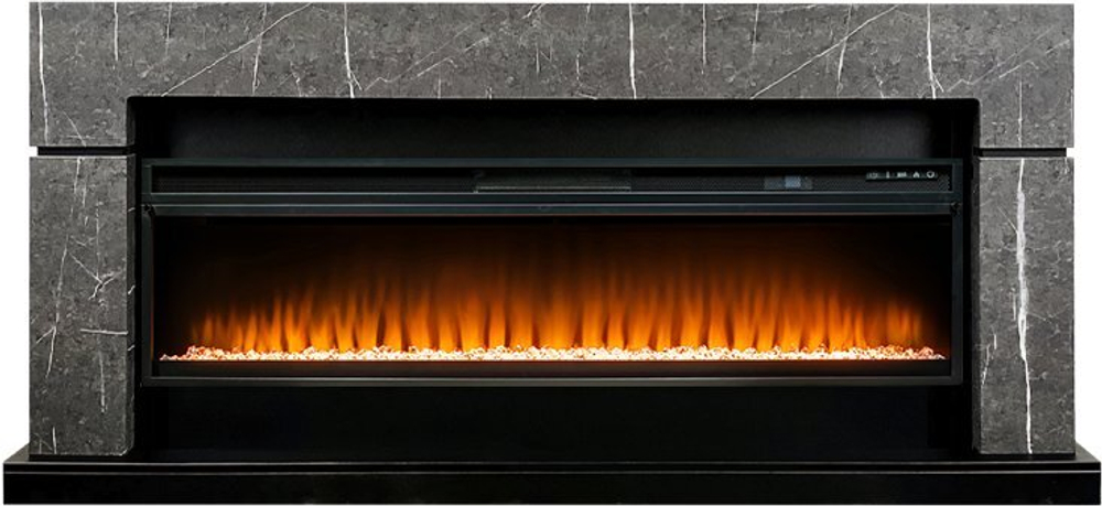 Каминокомплект Lindos 60 SFT - Серый мрамор с очагом Vision 60 LED