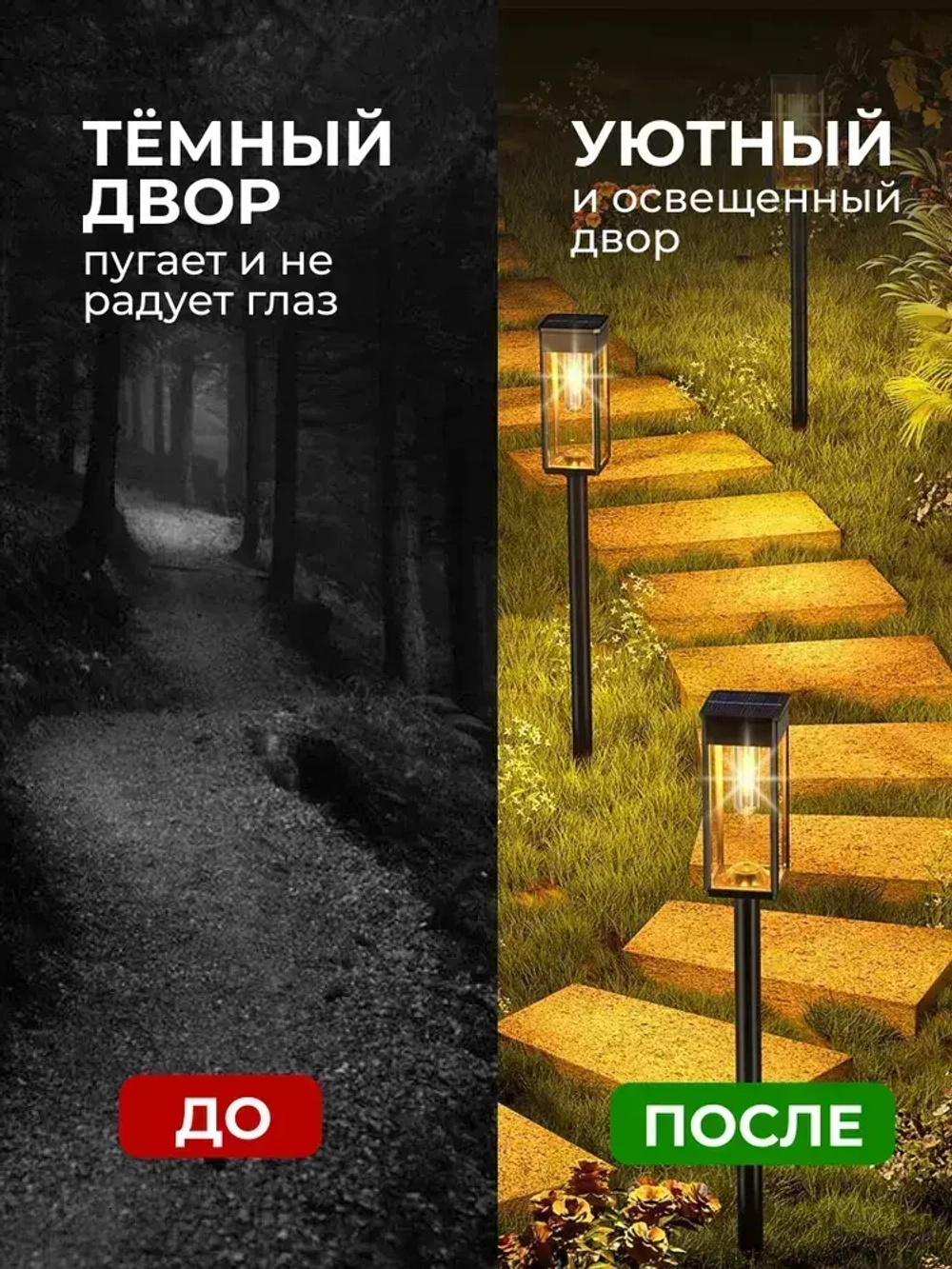 Светильник на солнечной батарее уличный, ландшафтный, беспроводной, фонарь 2 шт