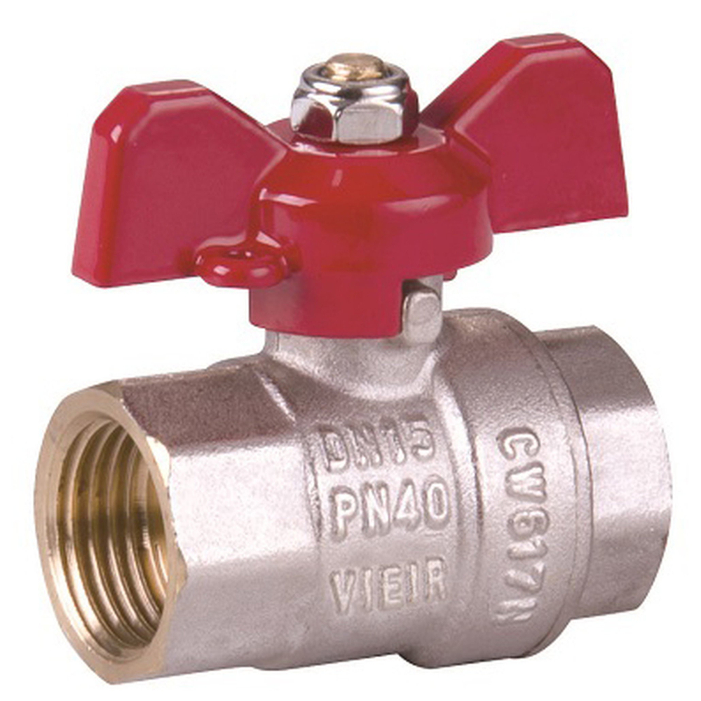 Кран ViEiR шаровый 1/2" ВВ, кр. бабочка, никель (112/14) VR201-01