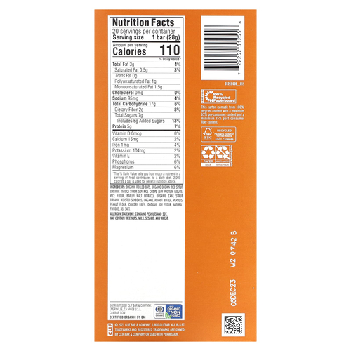 Clif Bar, Minis, энергетический батончик для снеков, хрустящее арахисовое масло, 20 батончиков по 28 г (0,99 унции)