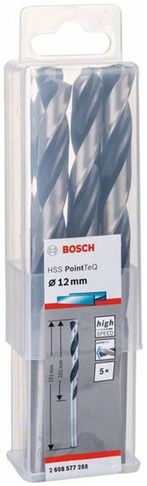 Сверло по металлу BOSCH HSS PointTeQ 12х151 мм 5 шт.