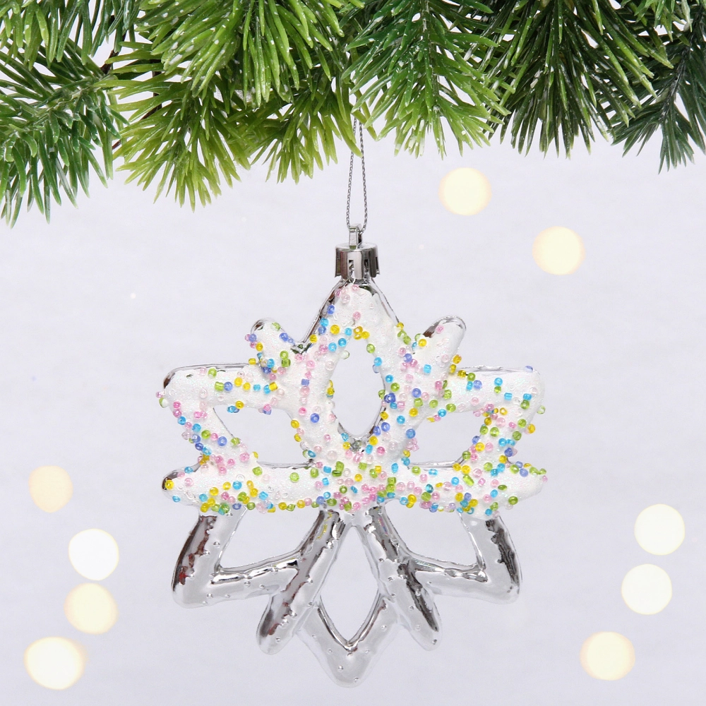 Елочная игрушка «Зимняя снежинка» 10*1*12 см, серебро