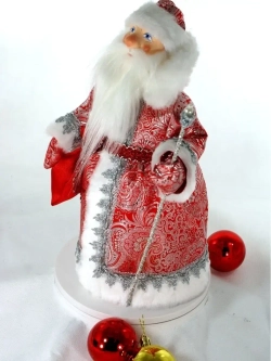 Кукла фарфоровая Дедушка Мороз в парчовой шубе под елку