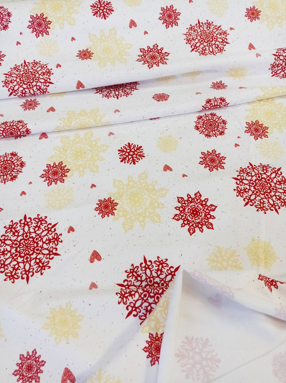 Футер (принт). Снежинки на белом, 1,15м