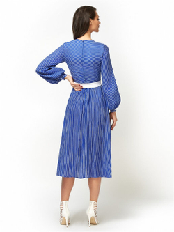 Платье из хлопка- шелка с поясом электрик 13-01-20 SS