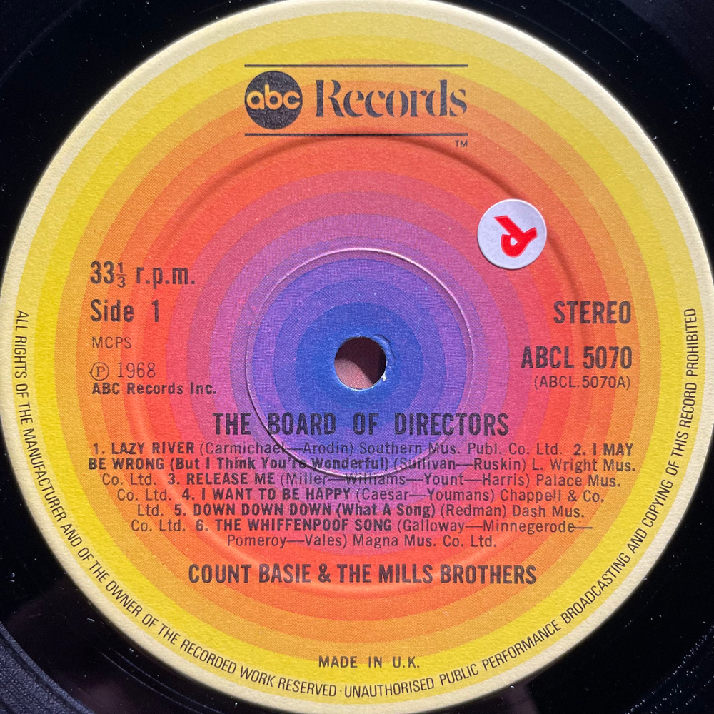 Count Basie & The Mills Brothers ‎– The Board Of Directors (Англия)