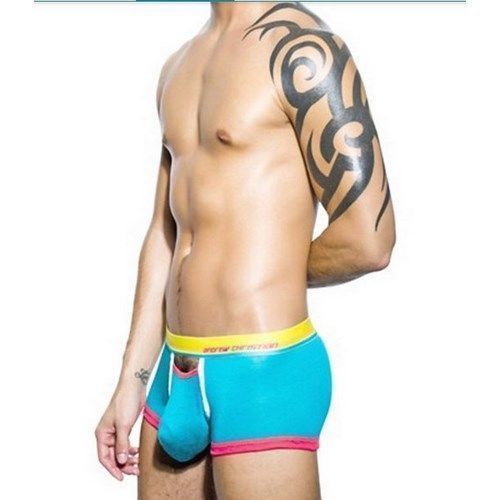 Мужские трусы боксеры с вырезом голубые Andrew Christian Bright Boxer  AC9561