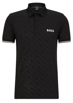 Мужское теннисное поло BOSS x Matteo Berrettini Monogram Slim-Fit Polo - black