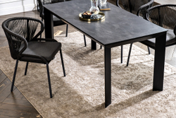 "Венето" обеденная группа на 4 персоны со стульями "Милан", каркас темно-серый, роуп темно-серый