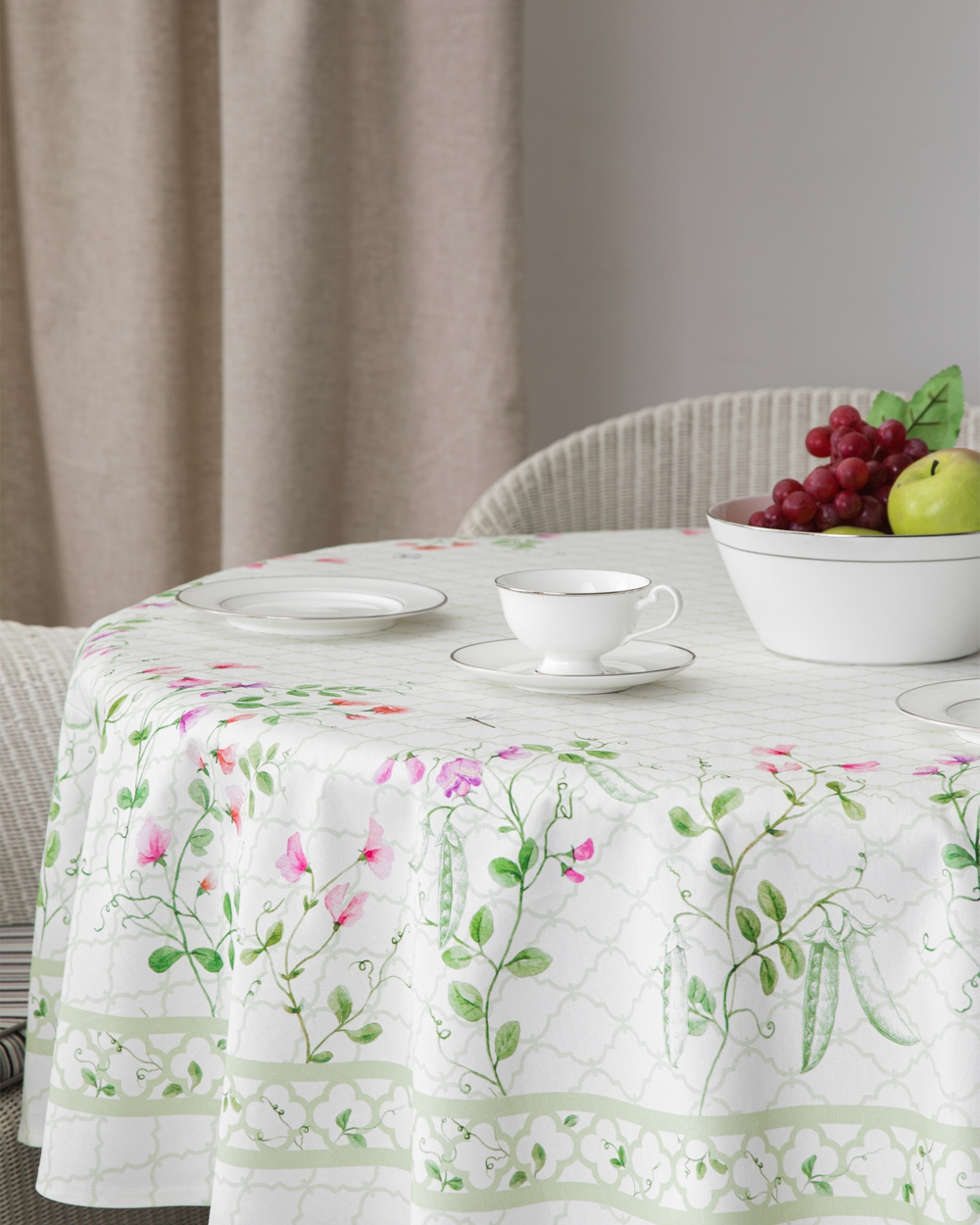 Скатерть круглая 168см Mix&Match Home Душистый горошек