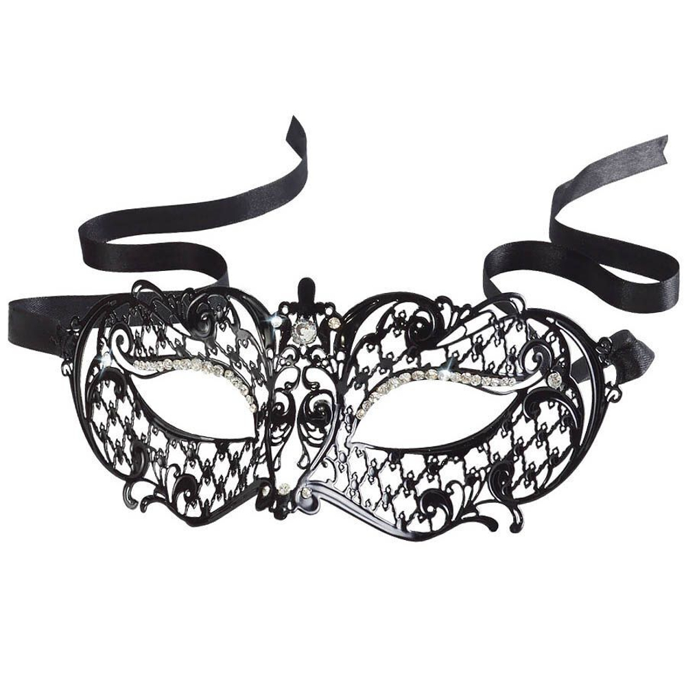 Черная металлическая карнавальная маска в венецианском стиле (Цвет: черный)