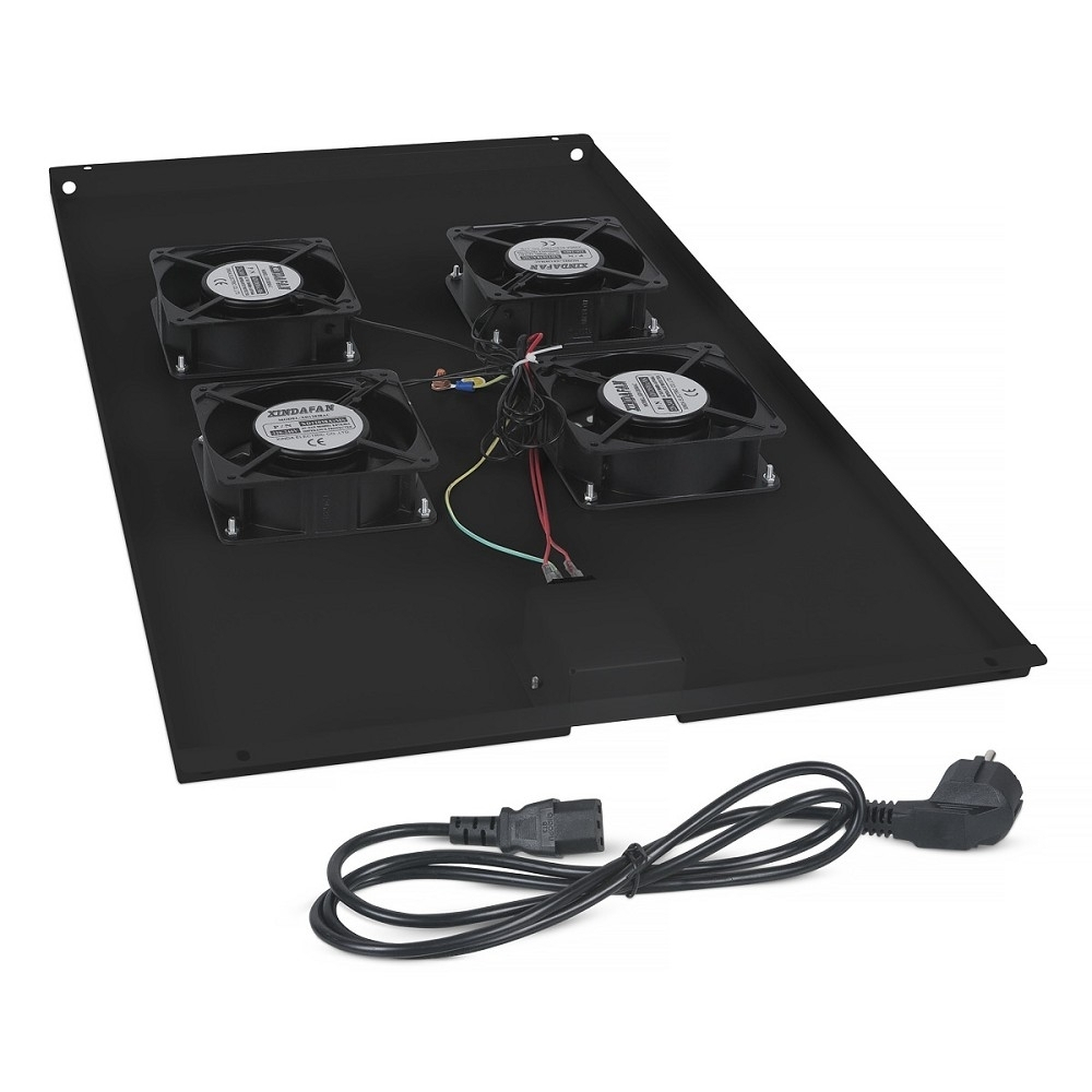 Вентилятор Cabeus TRAY-100-BK Модуль вентиляторный с 4-я вентиляторами для установки в напольные шкафы серии SH-05C , ND-05C глубиной 1000мм, цвет черный (RAL 9004)