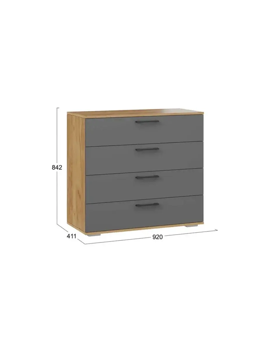 Комод для одежды Дуб Крафт золотой, Серый графит 92х41х84 см