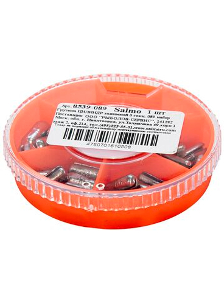 Грузила Salmo ЦИЛИНДР 6 секц. зажимной с маркировкой веса 1,0-4,0г 089 набор