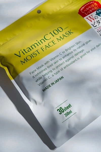 Увлажняющая, отбеливающая маска для лица с витамином С 100 Make.In Vitamin C100 Moist Face Mask, 30 шт.