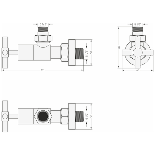 Вентиль угловой Sunerzha крестовой (НР G 1/2" / НГ G 3/4")