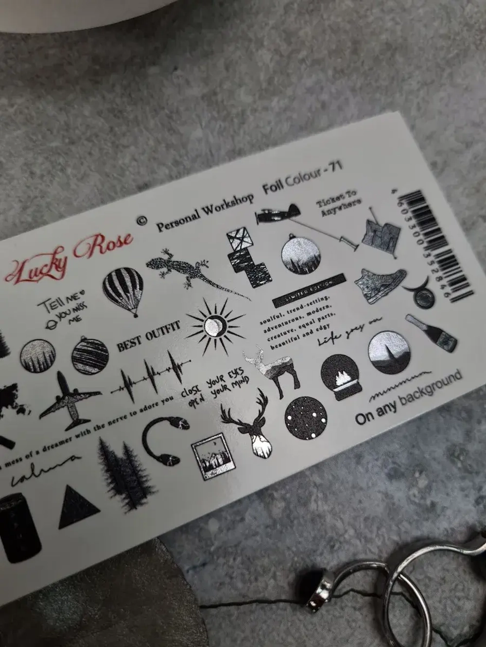 Lucky Rose Слайдеры наклейки для длинных ногтей 071