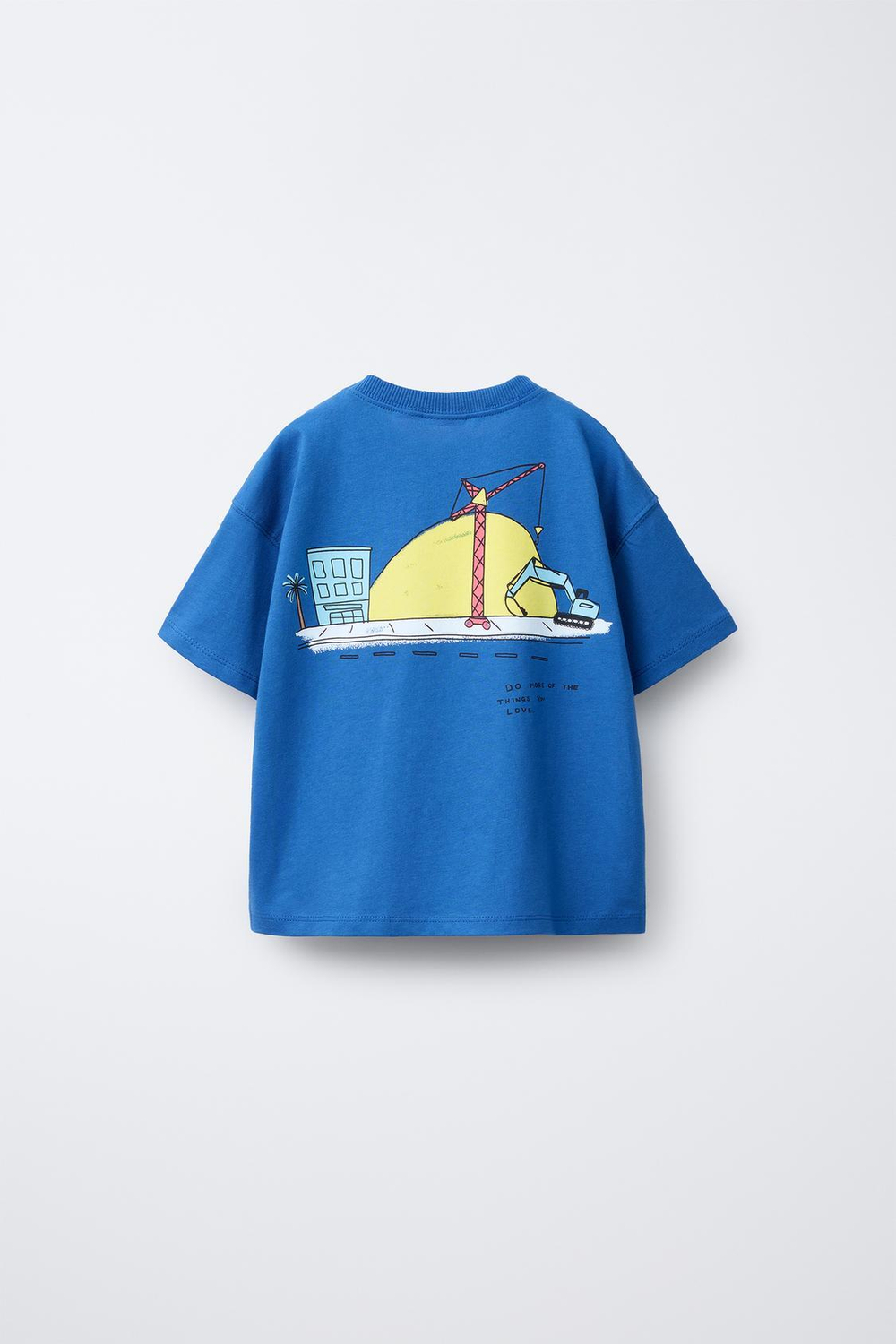 ZARA ФУТБОЛКА С ПРИНТОМ, ЯРКО-СИНИЙ