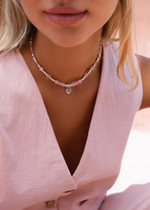 Колье-фенечка "Моно" с розовым кварцем