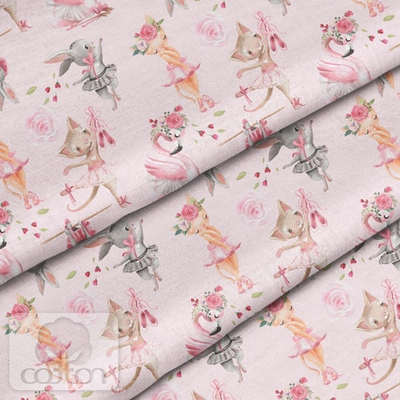 Отрез хлопка "Звериный балет"