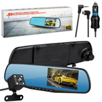 Автомобильный видеорегистратор зеркало JBH PN10 + камера (черный) режим помощи парковки