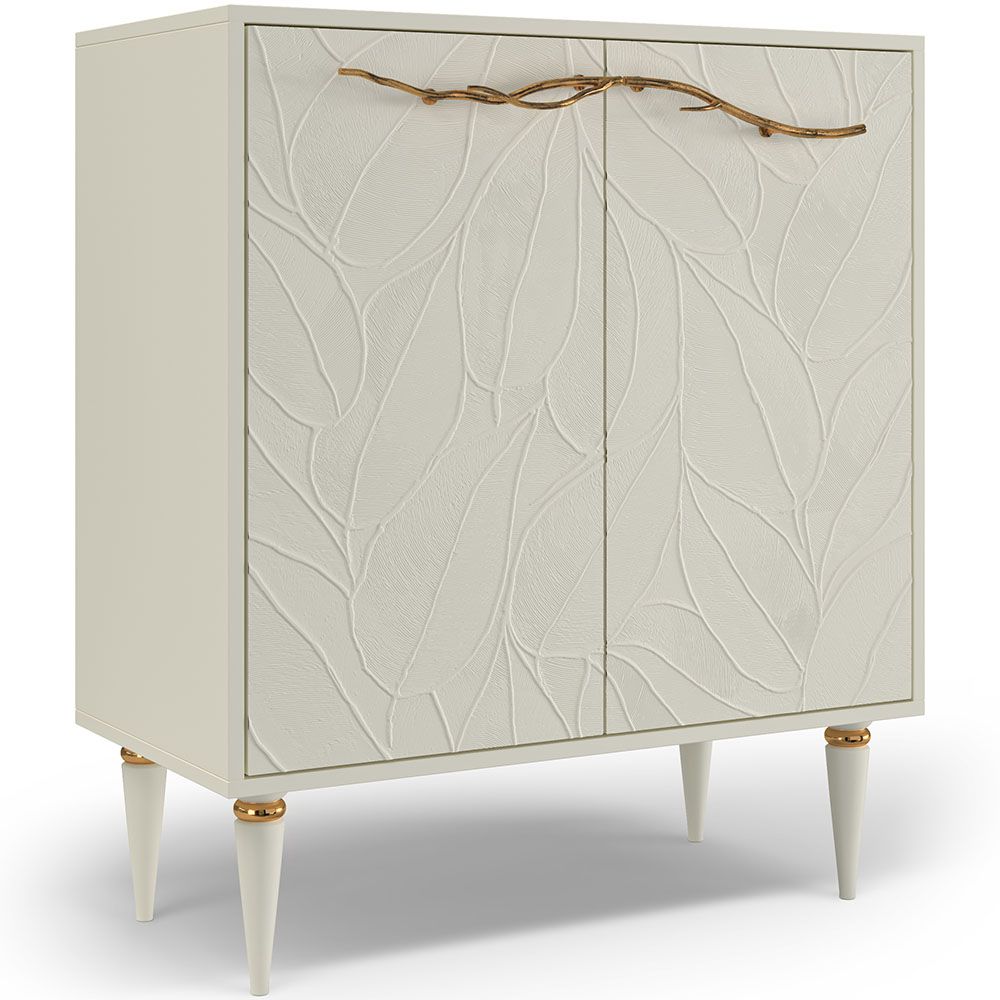 Комод Арт Колор leaves Классик Голд с 2 полками Кремовый Белый