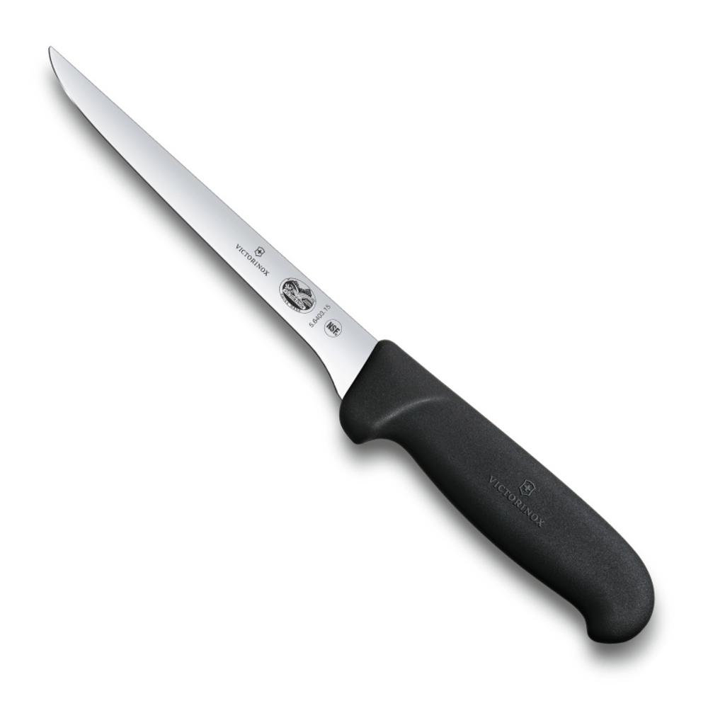 Нож Victorinox разделочный, лезвие 15 см прямое, черный