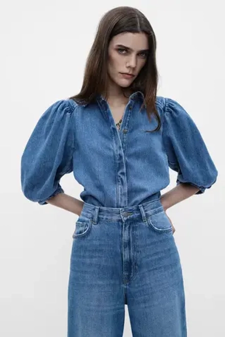 ZARA ДЖИНСОВАЯ БЛУЗА — ZW COLLECTION, СИНИЙ