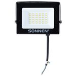 Прожектор светодиодный 30 Вт, 6500 К, 2400 Лм, 30 м2, IP65, 146x98x26 мм, черный, SONNEN, 238413