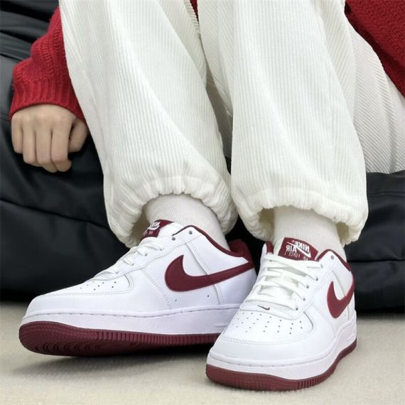 Nike Air FORCE 1 Детские Скейтборды, Низкие Белые и Красные кроссовки