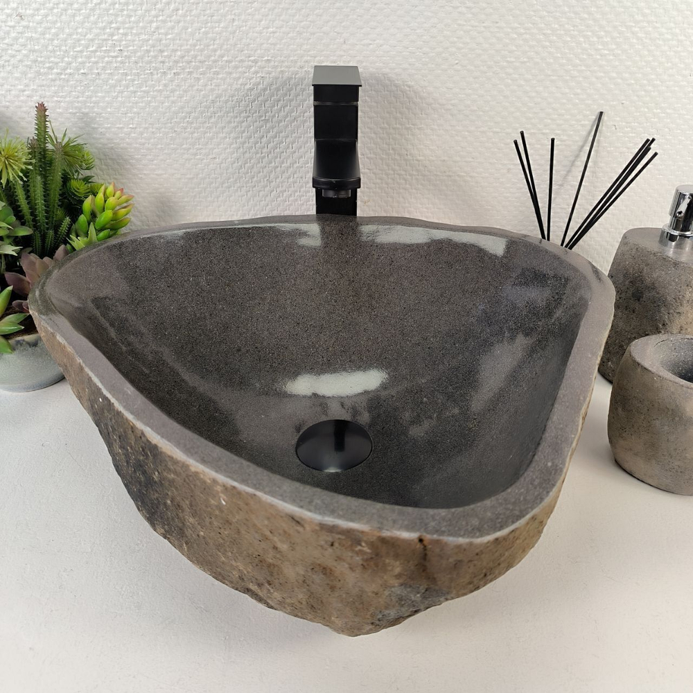 Каменная раковина из речного камня RS-05529 (49*43*15) 0856 из натурального камня