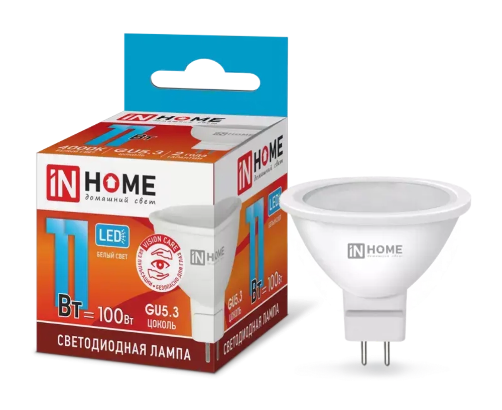 Лампа светодиодная LED-JCDR-VC 11Вт 230В GU5.3 4000К БЕЛЫЙ 990Лм IN HOME