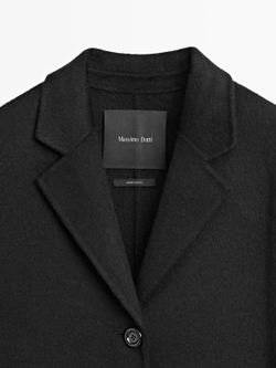 Massimo Dutti Длинное пальто из смесовой шерсти, черный