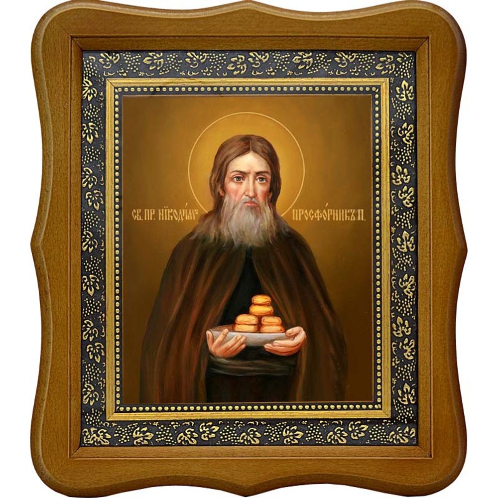 Никодим Печерский, преподобный просфорник. Икона на холсте.