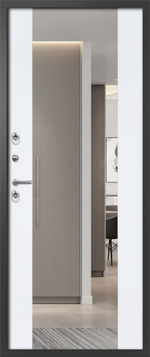 Входная дверь FlyDoors Айварс ТЕРМО ЗЕРКАЛО Чёрный букле - Velluto Bianco