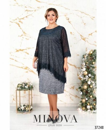 Платье 19-35СБ-серебристо-синий Minova Фото 2