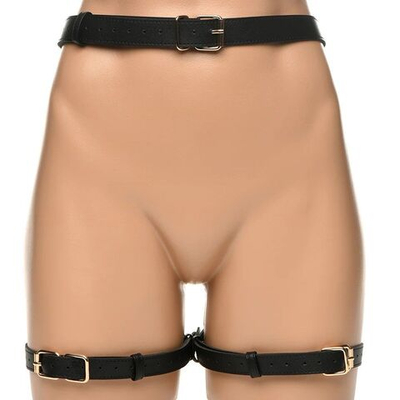 Черная сбруя Bondage Harness на бедра с бантиками - размер M-L (Размер: M-L) (Цвет: черный)
